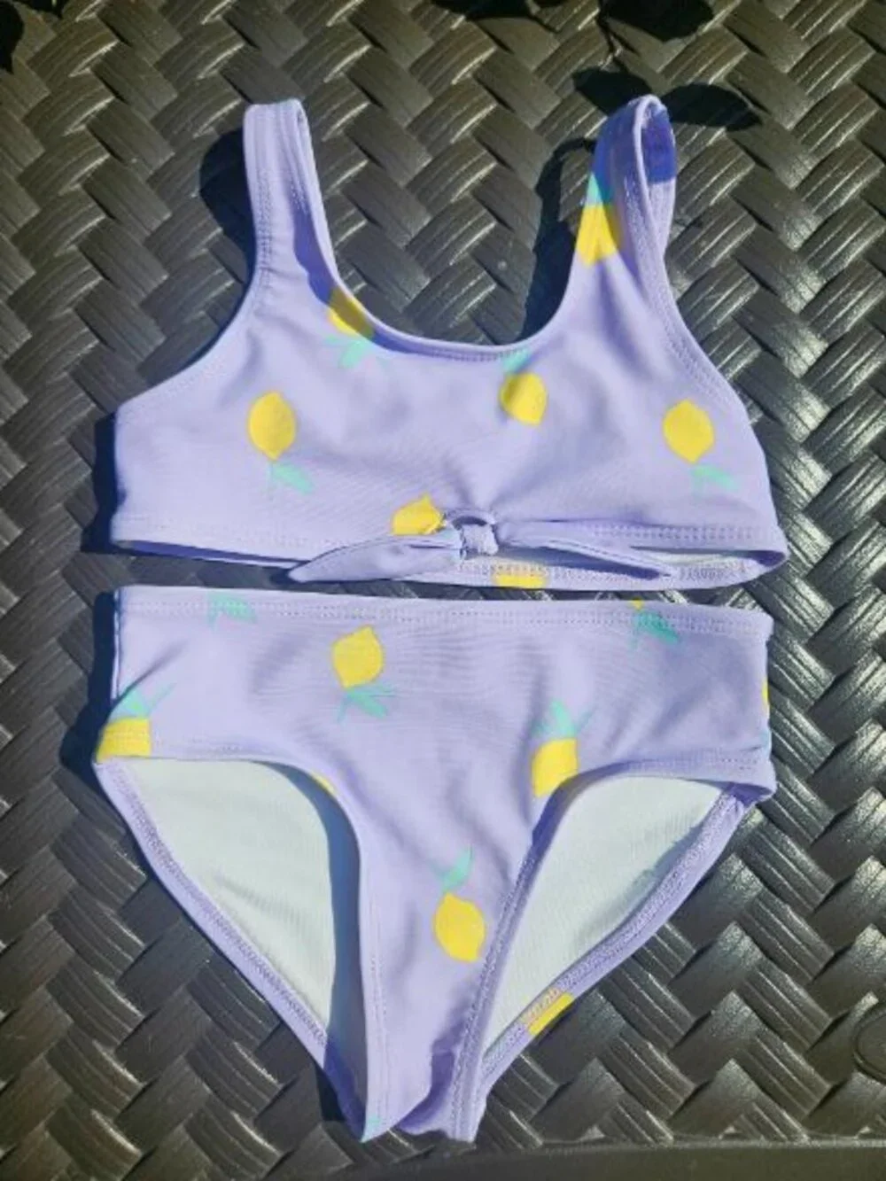 Old Navy Girls Lemon Bikini Lavender XS Knot Front 2 Piece Swimsuit